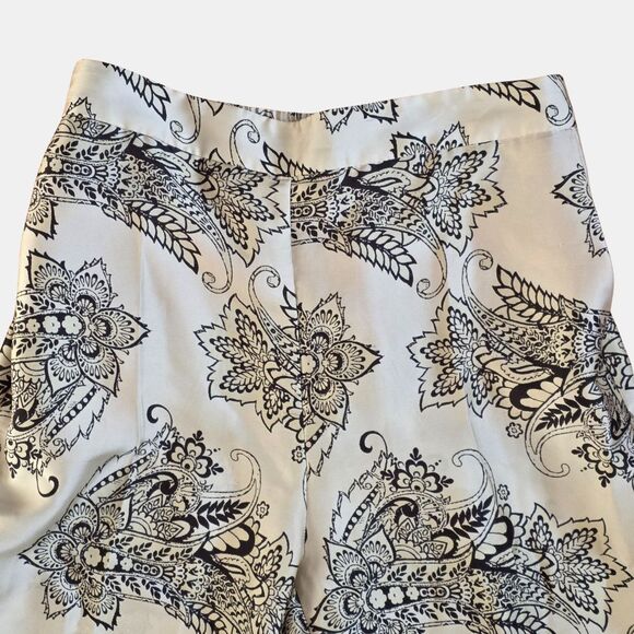 ZARA S Satin Wide-Leg Pant Damask Floral High Waist Flowy Trousers - Picture 4 of 12